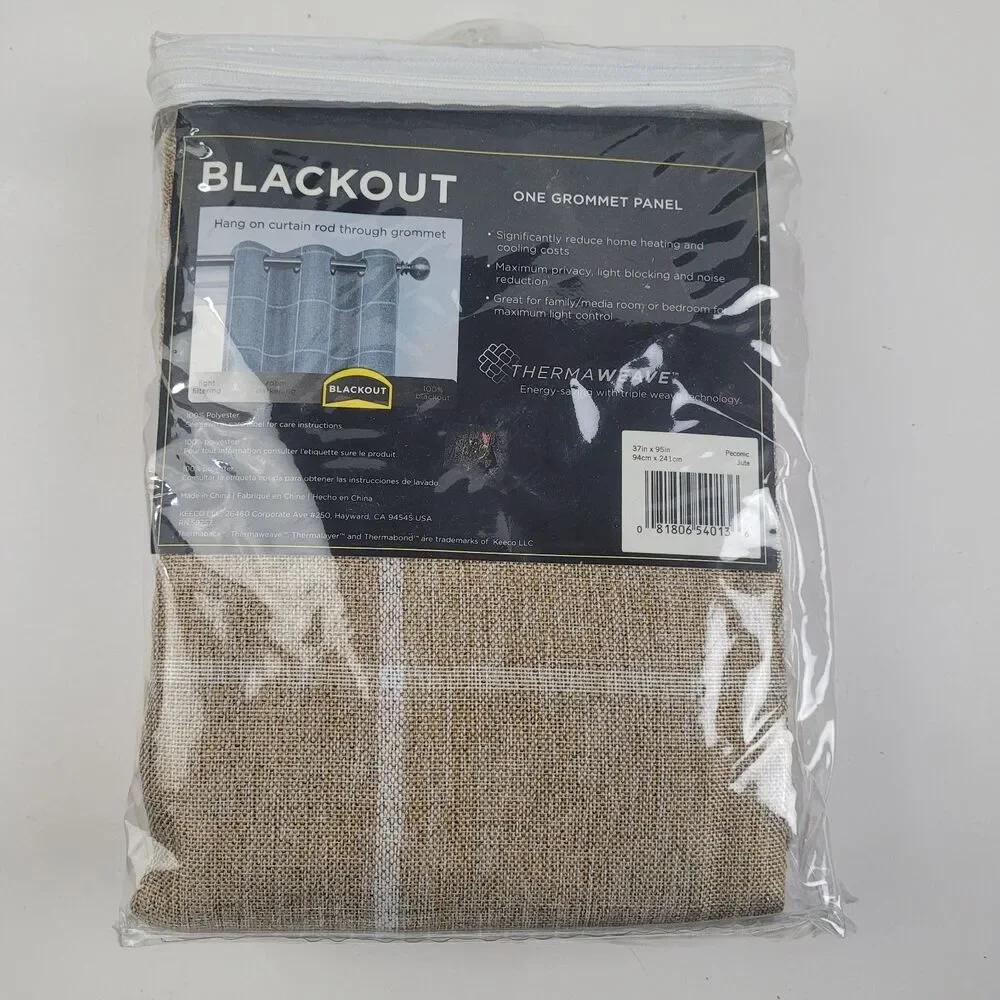 NEW Eclipse Peconic jute blackout Grommet curtains ''Peconic Jute' 37x95 #CT14